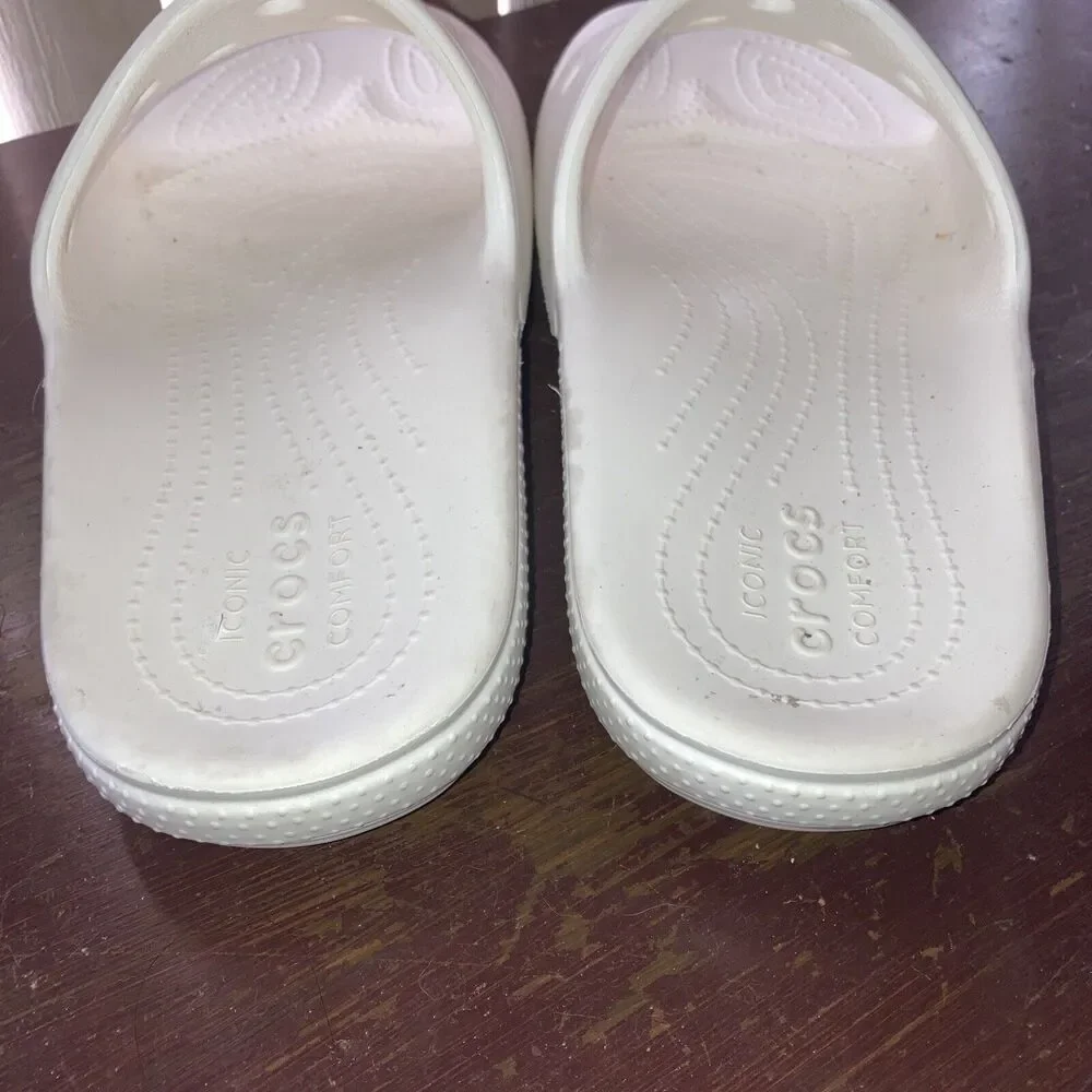 Crocs Iconic Comfort Slides Sandals Unisex White Size Men’s 9 Women’s 11